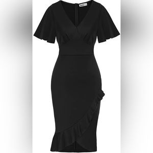 V Neck Ruffle Short Sleeve Dress - size Large - BNWT